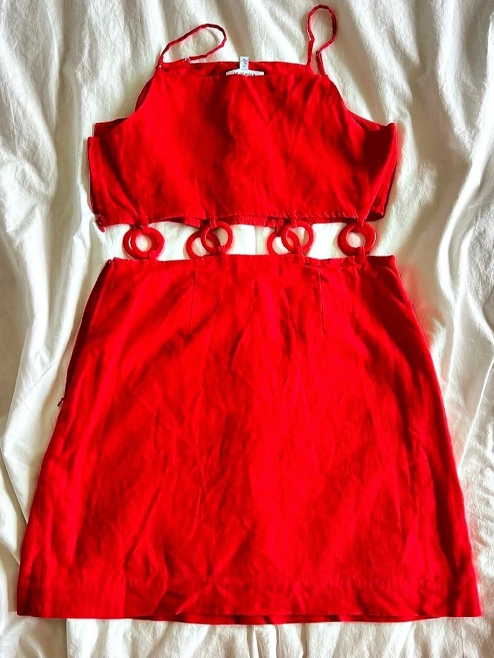 & Other Stories Red Ring Cutout Mini Dress Size Small